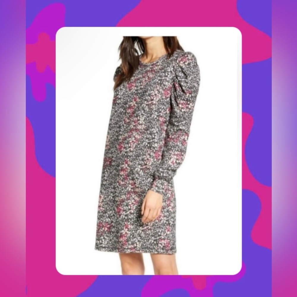 Rebecca Minkoff Black and Pink printed Long Sleeve distressed weatshirt Dress S
